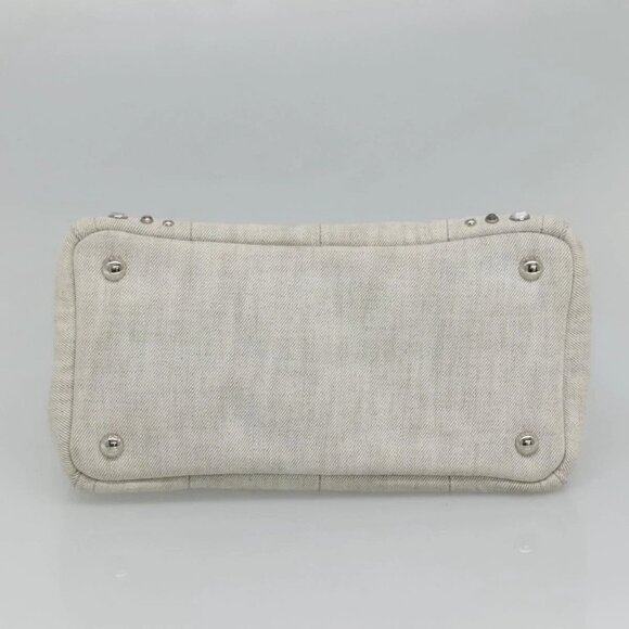 PRADA Bijoux Canapa Hand Bag Canvas 2way Gray Silver Auth KD142 - Picture 6 of 16